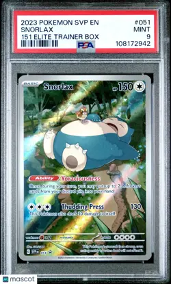 2023 Pokemon SVP EN-SV Black Star Promo Snorlax #051 151 Elite Trainer Box PSA 9 - Image 1