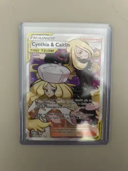 Pokemon TCG Cynthia and Caitlin Tag Team Full Art Cosmic Eclipse Card 228/236 - Image 1