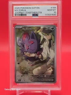 Pokemon N's Zorua SVP189 2025 Journey's Together ETB Promo EN: GEM MINT PSA 10 - Image 1