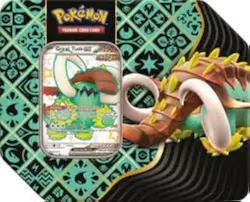 Pokemon TCG Scarlet & Violet Paldean Fates Great Tusk Sealed Tin [5 Boosters] - Image 1