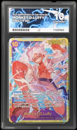 Monkey D Luffy OP05-119 SEC Ace Grading 10 One Piece Card Perfect Subgrades UK - Image 1