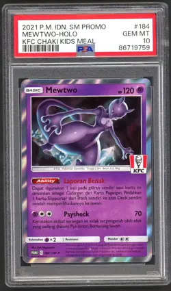Pokemon Cards - PSA 10 Mewtwo 184/SM-P - Indian KFC Chaki Promo - GEM MT PSA10 - Image 1