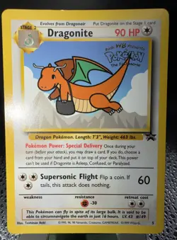 Pokemon DRAGONITE Card BLACK STAR PROMO Set #5 Movie Release WB Stamped WOTC LP - Image 1