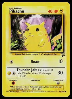 Pokemon Card - Pikachu Base Set 2 87/130 Common - Image 1