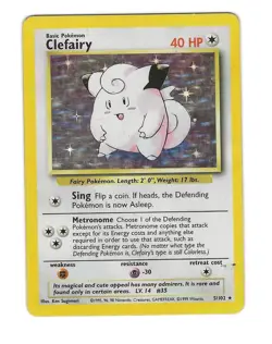 Pokemon Clefairy Holo 5/102 Base Set 1999 WOTC LP Vintage Holographic Card - Image 1