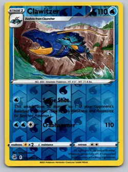 Clawitzer 075/264 Uncommon Fusion Strike Pokemon Reverse Holo Near Mint - Image 1