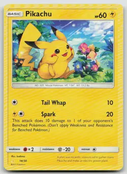 Pikachu 29/30 Common SM Trainer Kit: Lycanroc & Alolan Raichu Pokemon NM/LP - Image 1