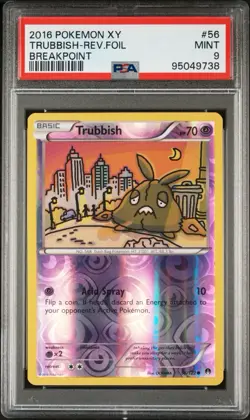 PSA 9 2016 Pokemon XY Trubbish Reverse Foil Breakpoint *POP 1* - Image 1
