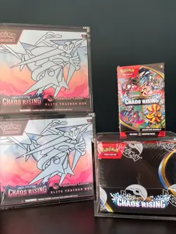 Pokemon Chaos Rising Pokemon Center ETB x1 - Booster Box & Bundle - Acrylic Case - Image 1