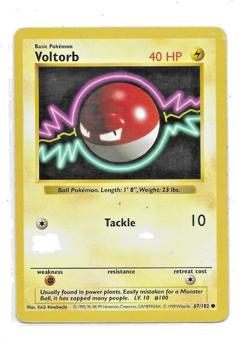 Voltorb 67/102 Common Base Set Pokemon Shadowless - Image 1