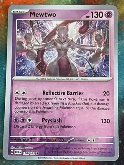 POKEMON MEWTWO #150/165 RARE REVERSE HOLOFOIL NM CARD SCARLET & VIOLET 151 - Image 1