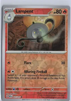 Pokemon TCG #037 /197 Lampent Common Reverse Holo Obsidian Flames - Image 1