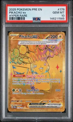 2025 POKEMON PRE EN-PRISMATIC EVOLUTIONS #179/131 PIKACHU ex HYPER RARE PSA 10 - Image 1