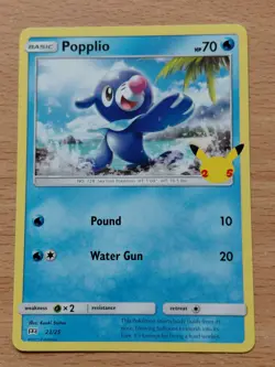 Pokemon TCG Popplio 23/25 McDonalds 25th Anniversary Regular Promo - Image 1