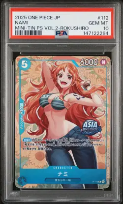2025 ONE PIECE JAPANESE MINI-TIN PACK SET VOL.2 KOUSHI ROKUSHIRO NAMI PSA 10 - Image 1