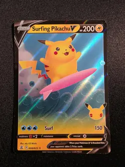 Surfing Pikachu V 008/025 Celebrations V Rare Holo Near Mint - Image 1