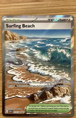 Surfing Beach 114/086 Full Art Ultra Rare Near Mint Chaos Rising Pokemon EN - Image 1