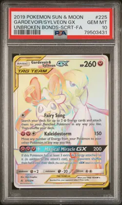 2019 POKEMON SUN & MOON UNBROKEN BONDS FULL ART/GARDEVOIR & SYLVEON GX PSA 10 - Image 1