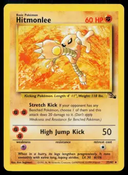 Hitmonlee 22/62 R Fossil Pokemon Unlimited MP - Image 1