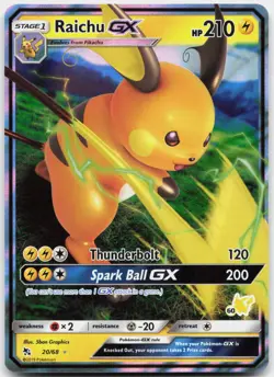 Raichu GX 20/68 Holo GX Rare Hidden Fates Pokemon Near Mint - Image 1