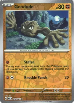 GEODUDE 074/165 COMMON 151 POKEMON REVERSE HOLO NEAR MINT - Image 2