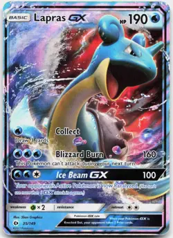 Lapras GX 35/149 Holo Ultra Rare SM Base Set Pokemon Near Mint - Image 1