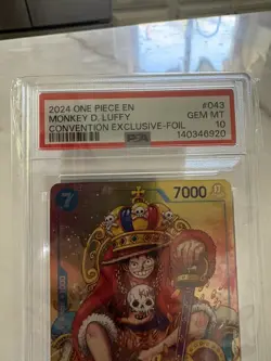 2024 One Piece EN Convention Exclusive Foil #043 Monkey D. Luffy PSA 10 GEM MINT - Image 2