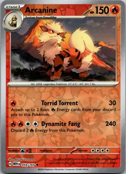 Arcanine 059/165 UC 151 Pokemon Reverse Holo Near Mint - Image 1