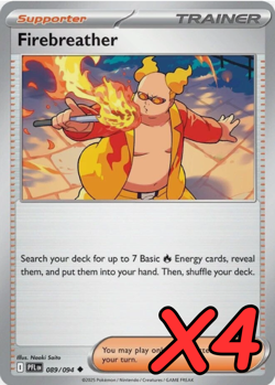 4x Firebreather 089/094 x4 - Phantasmal Flames - Pokemon TCG - Playset - Image 1