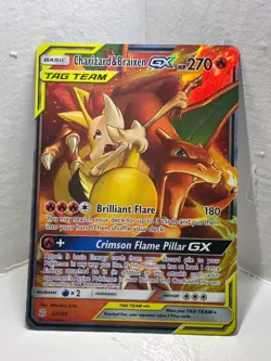 Charizard & Braixen GX 22/236 NM Rare Pokemon Tag Team Sun &Moon Cosmic Eclipse - Image 1