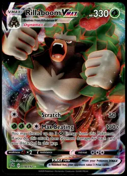 Rillaboom VMAX 018/192 Holo VMAX Rare Rebel Clash Pokemon Near Mint - Image 2