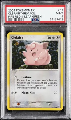 2004 POKEMON EX FIRE RED & LEAF GREEN #59 CLEFAIRY-REVERSE FOIL PSA 9 - Image 1