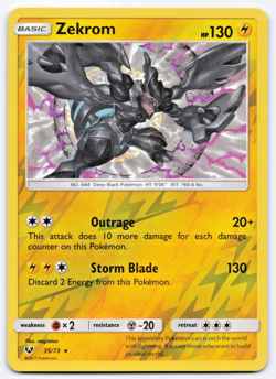 Pokemon TCG Zekrom 35/73 Reverse Holo Shining Legends NM - Image 1
