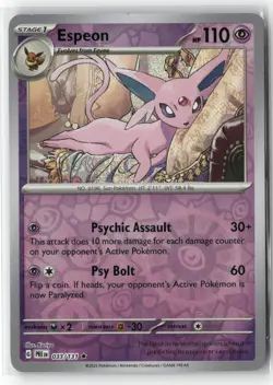 ESPEON 033/131 RARE PRISMATIC EVOLUTIONS POKEMON REVERSE HOLO LP+ - Image 1
