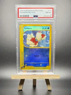 2002 POKEMON GOLDEEN REVERSE REV HOLO FOIL #111 E-SERIES EXPEDITION PSA 8 WOTC - Image 1
