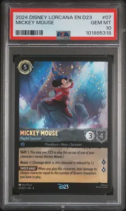 2024 DISNEY LORCANA EN D23-D23 EXPO PROMO MICKEY MOUSE - PLAYFUL SORCERER PSA 10 - Image 1