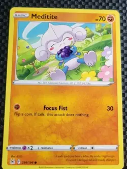 Pokemon TCG Meditite Lost Origin 099/196 Regular Common Card NM 2022 - Image 3