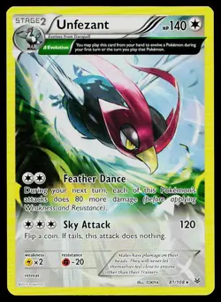 Pokemon Card Roaring Skies Unfezant 81/108 Rare - Image 1