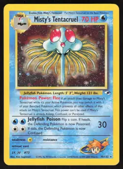 Misty's Tentacruel 10/132 Holo Rare Gym Heroes Pokemon Unlimited Holo MP - Image 1