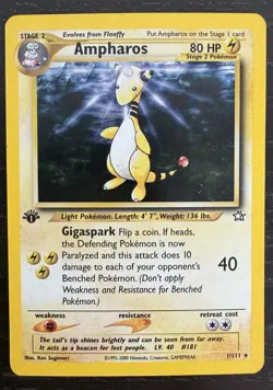 Pokemon TCG | Ampharos 1/111 | Neo Genesis 1st Edition | LP - Image 1