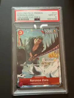 PSA 10 One Piece Card 2023 Roronoa Zoro ST01-013 Promo Treasure Cup Top 8 GEM MT - Image 2