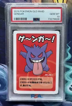PSA 10 Gengar 2019 Old Maid Babanuki Japanese Pokemon Center Playing Card GEM MT - Image 1