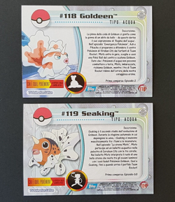 Cards Pokemon Topps Serie 1 "#118 + 119 GOLDEEN e SEAKING FOIL" (MINT - NUOVE) - Image 2