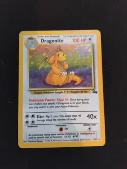 LP Pokemon TCG Dragonite 4/62 Fossil Holo Rare Card Vintage WOTC - Image 1