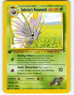 Sabrina's Venomoth - 1st Edition - 34/132 Gym Heroes - Pokemon TCG - 2000 - Image 1