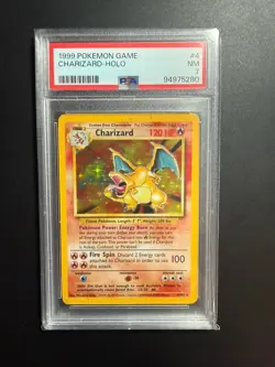 1999 Pokemon TCG Charizard Holo Rare Base Set Unlimited 4/102 PSA 7 Near Mint - Image 1