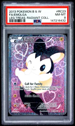 2013 Pokemon Black & White Legendary Treasures RC23 Emolga PSA 8 147216432 - Image 1