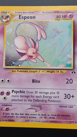 PoKeMoN POKEMON CARD Espeon NEO DISCOVERY No. 1/75 HOLO 2001 - Image 4