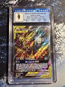 Moltres & Zapdos & Articuno Gx SM210 Hidden Fates ETB Pokemon CGC 9 Blue label - Image 1