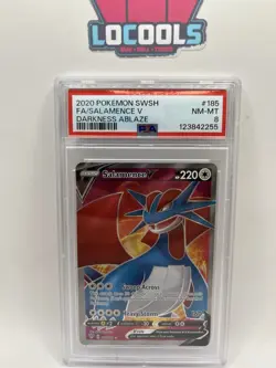 2020 POKEMON SWORD & SHIELD DARKNESS ABLAZE #185 FULL ART/SALAMENCE V PSA 8 NM - Image 1